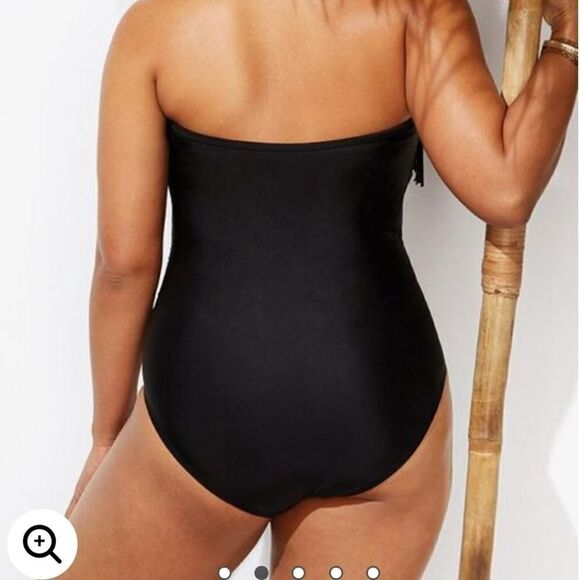 Swimsuits For All Black Fringe Bandeau One Piece Swimsuit Plus Size Woman's 14 - Picture 10 of 10